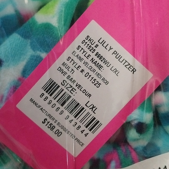 Lilly Pulitzer Elaine Velour Floral Print Midi Robe, L/XL - Picture 4 of 6